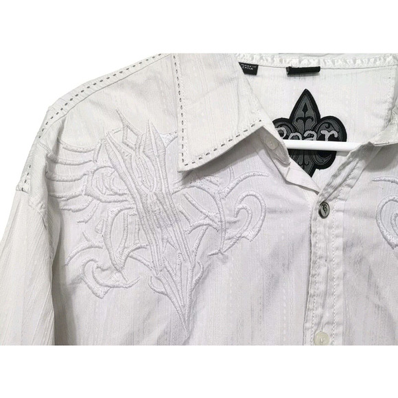 ROAR White Embroidered Button Down Shirt Mens Size 2XL Strength Refined - Picture 3 of 10